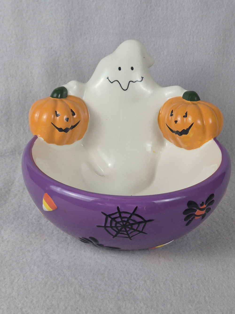 Halloween Ghost Candy Bowl - Purple and White Festive Serving Dish
